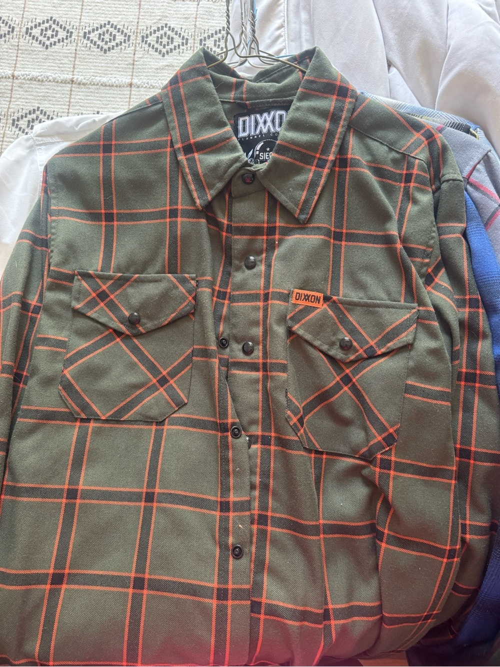 DIXXON Olive Plaid Button-Down Shirt with Orange Windowpane